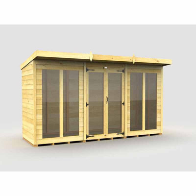 Buttercup Farm 12Ft X 4Ft Pent Summer House (Full Height Window) - Wood - L118 X W358 X H201 Cm - image 1