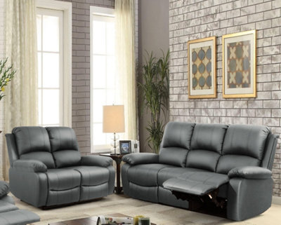 Comfy Living Reclining Faux Leather Sofa Set In Dark Grey - 3 Piece, 2 Piece - image 1