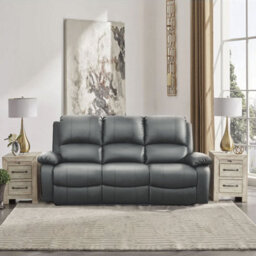 Comfy Living Reclining Faux Leather Sofa Set In Dark Grey - 3 Piece, 2 Piece - thumbnail 2