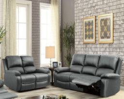 Comfy Living Reclining Faux Leather Sofa Set In Dark Grey - 3 Piece, 2 Piece - thumbnail 1