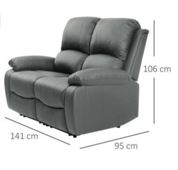 Comfy Living Reclining Faux Leather Sofa Set In Dark Grey - 3 Piece, 2 Piece - thumbnail 5