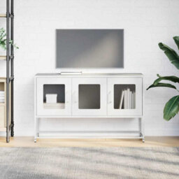 Berkfield Tv Cabinet White 100.5X39X60.5 Cm Cold-Rolled Steel - thumbnail 4