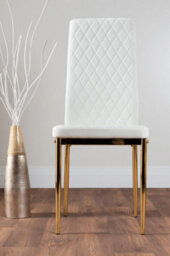 Furniturebox Uk Novara White Marble Gold Leg 120Cm Round Dining Table & 4 White Milan Gold Leg Chairs - thumbnail 9