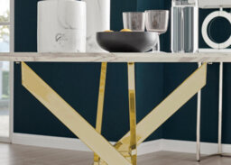 Furniturebox Uk Novara White Marble Gold Leg 120Cm Round Dining Table & 4 White Milan Gold Leg Chairs - thumbnail 6