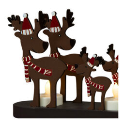 Snowtime Wooden Reindeer Led Light Up Tea Lights Christmas Table Decoration 14Cm - thumbnail 4