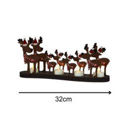 Snowtime Wooden Reindeer Led Light Up Tea Lights Christmas Table Decoration 14Cm - thumbnail 8
