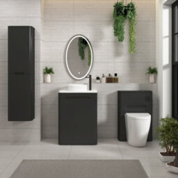Royal Bathrooms Venice 600mm Matt Nocturne Black Freestanding Bathroom Countertop Vanity Unit 2 Door With Round Basin - thumbnail 4