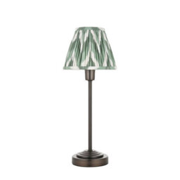 Luminosa Lighting Luminosa Rise Antique Bronze Plate Table Lamp With Cotswold Green Fabric Zigzag Shade 16Cm E14 - thumbnail 7