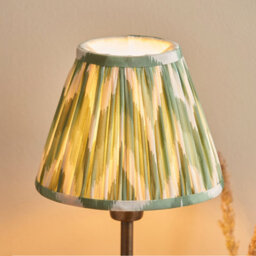 Luminosa Lighting Luminosa Rise Antique Bronze Plate Table Lamp With Cotswold Green Fabric Zigzag Shade 16Cm E14 - thumbnail 5