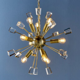 Anson Lighting Parrow Satin Brass And Clear K5 Crystal Glass 9 Light Ceiling Pendant - thumbnail 2