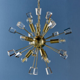 Anson Lighting Parrow Satin Brass And Clear K5 Crystal Glass 9 Light Ceiling Pendant - thumbnail 3