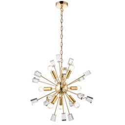 Anson Lighting Parrow Satin Brass And Clear K5 Crystal Glass 9 Light Ceiling Pendant - thumbnail 9