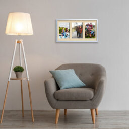 AK Frames 40X20Cm Silver Sleek Multi Photo Frame With Ivory Mount - Holds 3 Apertures (3X) 6X4 Photos - thumbnail 3