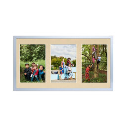 AK Frames 40X20Cm Silver Sleek Multi Photo Frame With Ivory Mount - Holds 3 Apertures (3X) 6X4 Photos - thumbnail 1