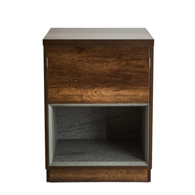 Homestylestore Dark Oak 600mm Bathroom Vanity Unit Open Shelf With Led Light - image 1