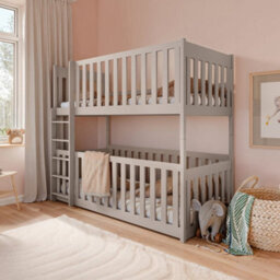 Arte Cashmere Wooden Bunk Bed Konrad With Cot Bed W98Cm - Elegant Convertible Sleeper With Enhanced Safety - thumbnail 1