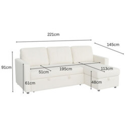Aspire Nexis Corner Sofa Bed With Storage, Chaise On The Right Natural - thumbnail 9