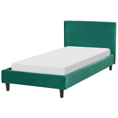 Beliani Bed Velvet Fitou 90 X 200 Cm (Eu Single) Dark Green - image 1
