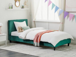 Beliani Bed Velvet Fitou 90 X 200 Cm (Eu Single) Dark Green - thumbnail 2