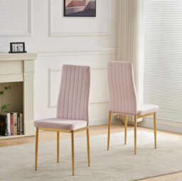 Furnizone UK Auric 6-Seater White Marble-Effect Glass Dining Table And 6 Glitz Pink Velvet Chairs - thumbnail 5