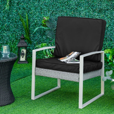 Outsunny 2 Pieces Seat Cushion And Back Pad Set For Rattan Furniture Black - image 1