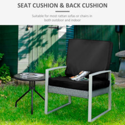 Outsunny 2 Pieces Seat Cushion And Back Pad Set For Rattan Furniture Black - thumbnail 4