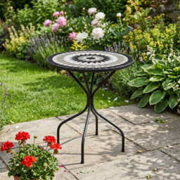 24Inch Mosaic Side Table Bistro Heavy Duty Coffee Table For Garden Patio Balcony - thumbnail 6