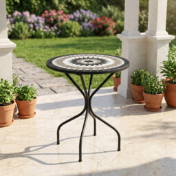 24Inch Mosaic Side Table Bistro Heavy Duty Coffee Table For Garden Patio Balcony - thumbnail 5