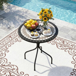 24Inch Mosaic Side Table Bistro Heavy Duty Coffee Table For Garden Patio Balcony - thumbnail 2
