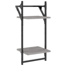 Berkfield 6 Piece Wall Shelf Set With Bars Grey Sonoma Engineered Wood - thumbnail 9