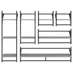 Berkfield 6 Piece Wall Shelf Set With Bars Grey Sonoma Engineered Wood - thumbnail 4