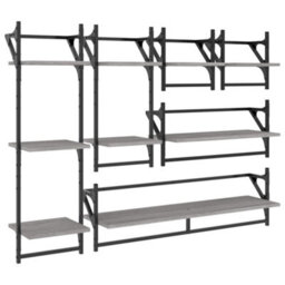 Berkfield 6 Piece Wall Shelf Set With Bars Grey Sonoma Engineered Wood - thumbnail 2