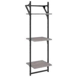 Berkfield 6 Piece Wall Shelf Set With Bars Grey Sonoma Engineered Wood - thumbnail 7