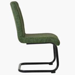 Lakeland Furniture Kendal Aged Olive Green Faux Leather Black Cantilever Leg Dining Chair - thumbnail 3