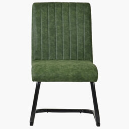 Lakeland Furniture Kendal Aged Olive Green Faux Leather Black Cantilever Leg Dining Chair - thumbnail 1