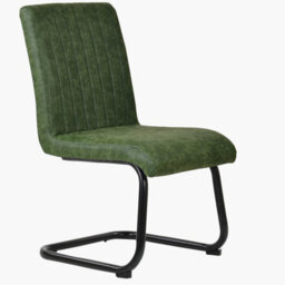 Lakeland Furniture Kendal Aged Olive Green Faux Leather Black Cantilever Leg Dining Chair - thumbnail 2