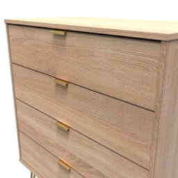 Honshu 4 Drawer Chest Of Drawers In Bardolino Oak (Ready Assembled) - thumbnail 4