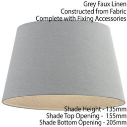 "8"" Inch Round Tapered Drum Lamp Shade Grey Linen Fabric Cover Simple Elegant" - thumbnail 2