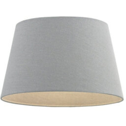 "8"" Inch Round Tapered Drum Lamp Shade Grey Linen Fabric Cover Simple Elegant" - thumbnail 1