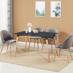 Life Interiors Set Of 4 Grey Lucia Ergonomic Velvet Dining Chairs With Wooden Legs, Modern Upholstered Accent Chair - thumbnail 9