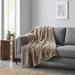 Garden Greatness Aurelle Mocha Faux Fur Statement Throw - thumbnail 1