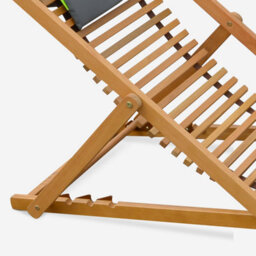 Sweeek - Pair Of Slatted Wooden Deck Chairs Natural 102X56X86 Cm - Bilbao - thumbnail 4