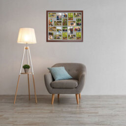 AK Frames 80X70Cm Rose Wood Modern Multi Photo Frame With Silver Mount - Holds 20 Apertures (18X) 6X4, (2X) 4X4 Photos - thumbnail 3