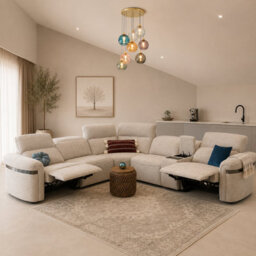 Stratus Interiors Ohio Large Corner Electric Recliner Sofa - Cupholders & Usb Charging - Beige