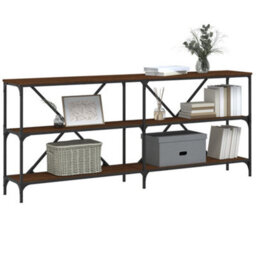 Vidaxl Console Table Brown Oak 180X30X75 Cm Engineered Wood And Iron - thumbnail 3