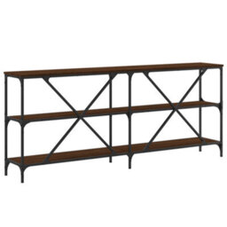 Vidaxl Console Table Brown Oak 180X30X75 Cm Engineered Wood And Iron - thumbnail 6