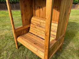 Charles Taylor Imperial Wooden Arbour 2 Seater Bench Seat Chair Grey Cushions - thumbnail 6