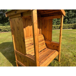 Charles Taylor Imperial Wooden Arbour 2 Seater Bench Seat Chair Grey Cushions - thumbnail 3