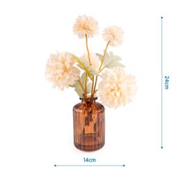 Candlelight Cream 24Cm Kiku Artificial Floral Arrangement In Amber Glass Vase - thumbnail 4