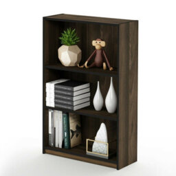 Walplus Furinno Jaya Simple Home 3-Tier Adjustable Shelf Bookcase, Columbia Walnut - thumbnail 2